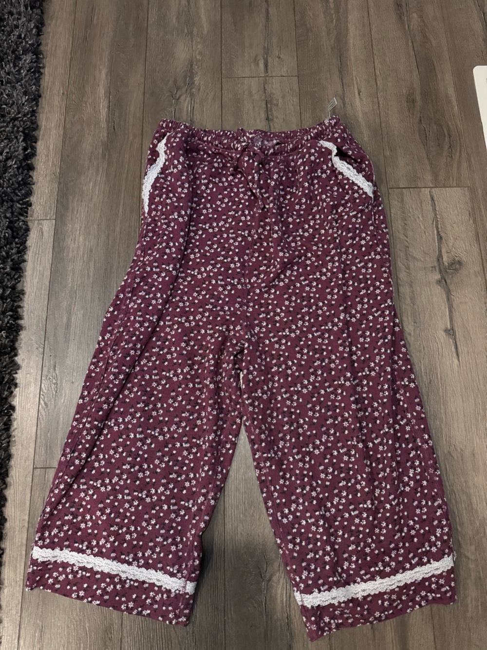 Women’s free people Floral Lounge Pants with Lace Trim